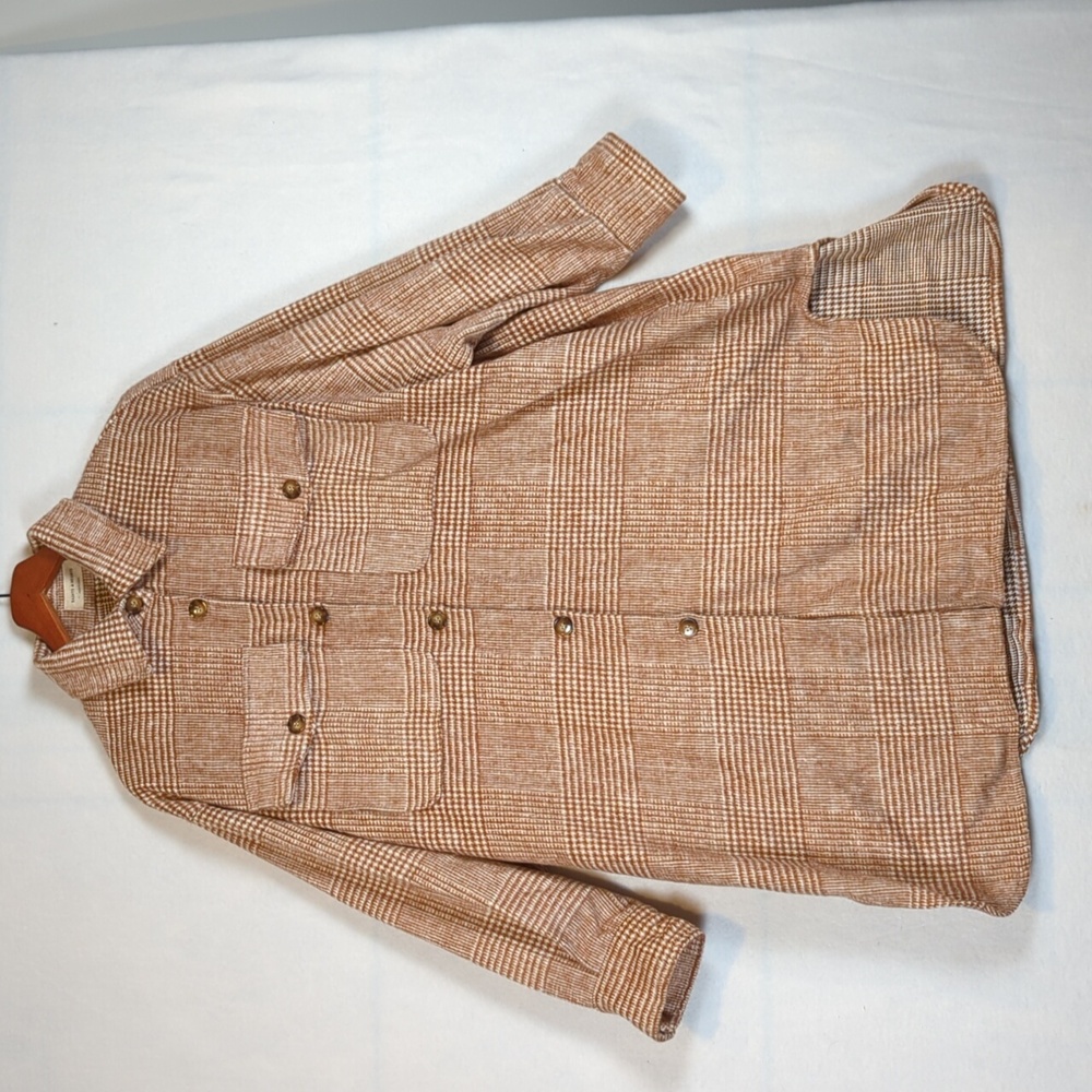 Saints & Hearts Brown‎ Houndstooth Oversized Pea Coat S/M